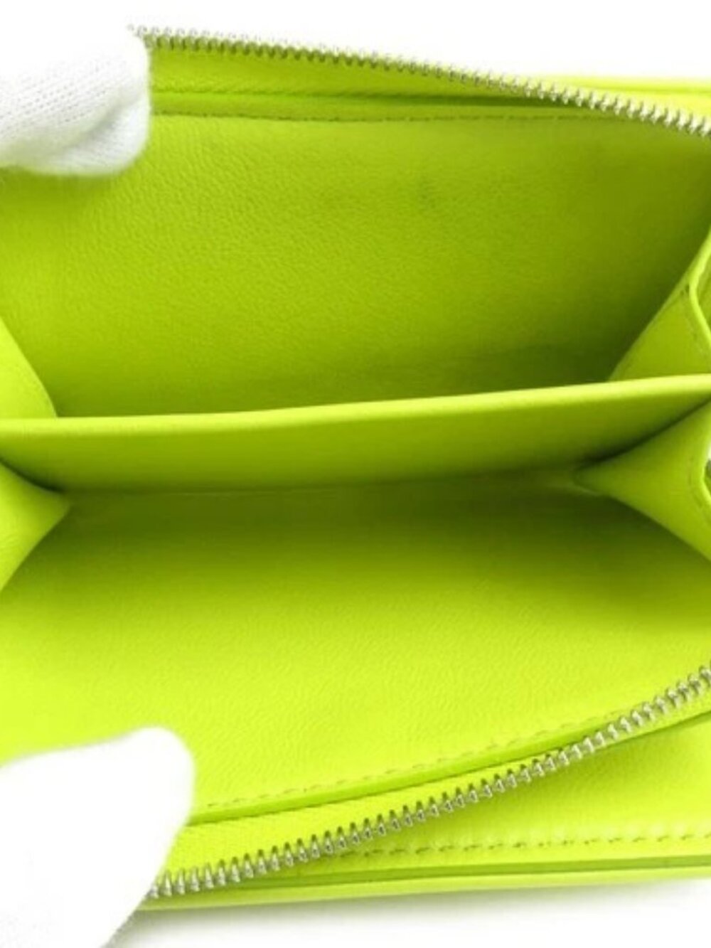Auth LOUIS VUITTON Bifold Wallet Yellow Green Leather/Silvertone M82331 e61682a - Picture 4 of 9